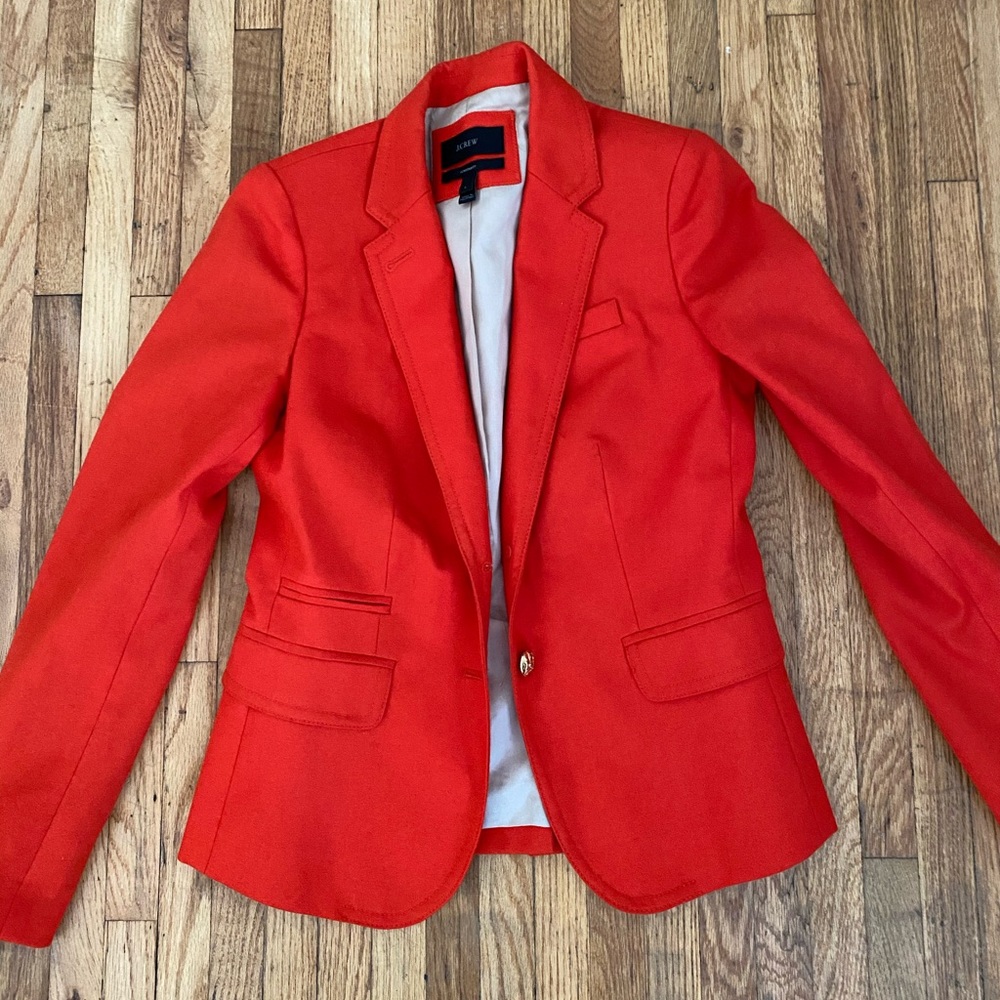 J. Crew Red Orange Wool Schoolboy Blazer